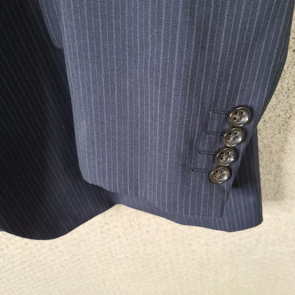 Stafford Jacket Mens 44R Blue Striped Blazer Classic Fit Wool Blend Suit Coat‎